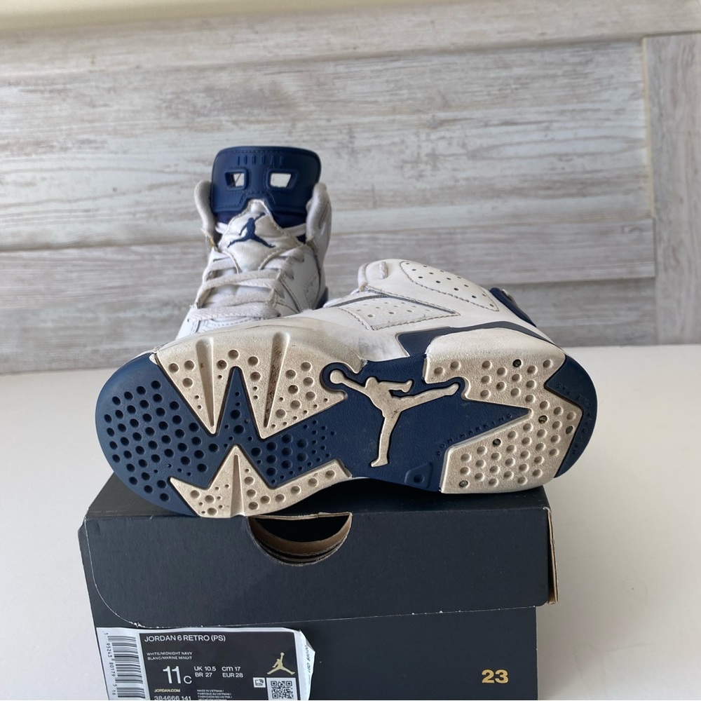 Kids Air Jordan 6 Midnight Navy/White | Kids size 11C
